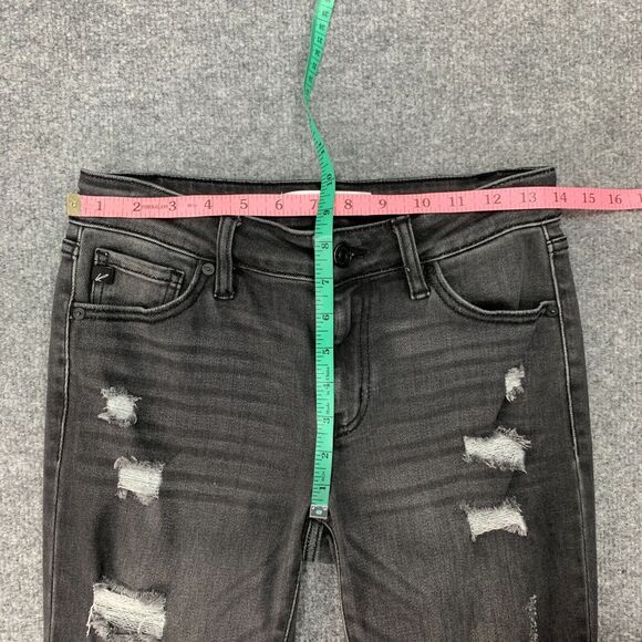 KanCan Cora Jean Womens 3/25 Light Gray Mid Rise Distressed Ripped Super Skinny - Picture 7 of 15